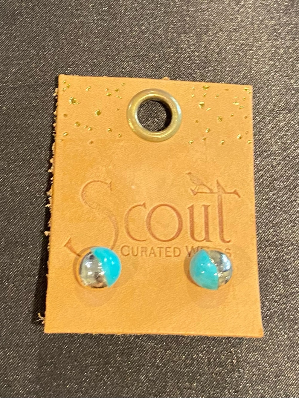 Scout Kids Turquoise and Silver Half-Moon Stud Earrings